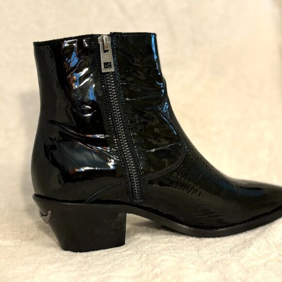 Zadig & Voltaire Woman's Black Ankle Boots Leather US 7.5 EU 38 New-No Tags - Picture 9 of 16